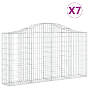 Cestini gabbioni recinzione a gabbia muro di contenimento ad arco 7 pezzi 200 x 30 x 100/120 cm ferro zincato argento 02_0041067