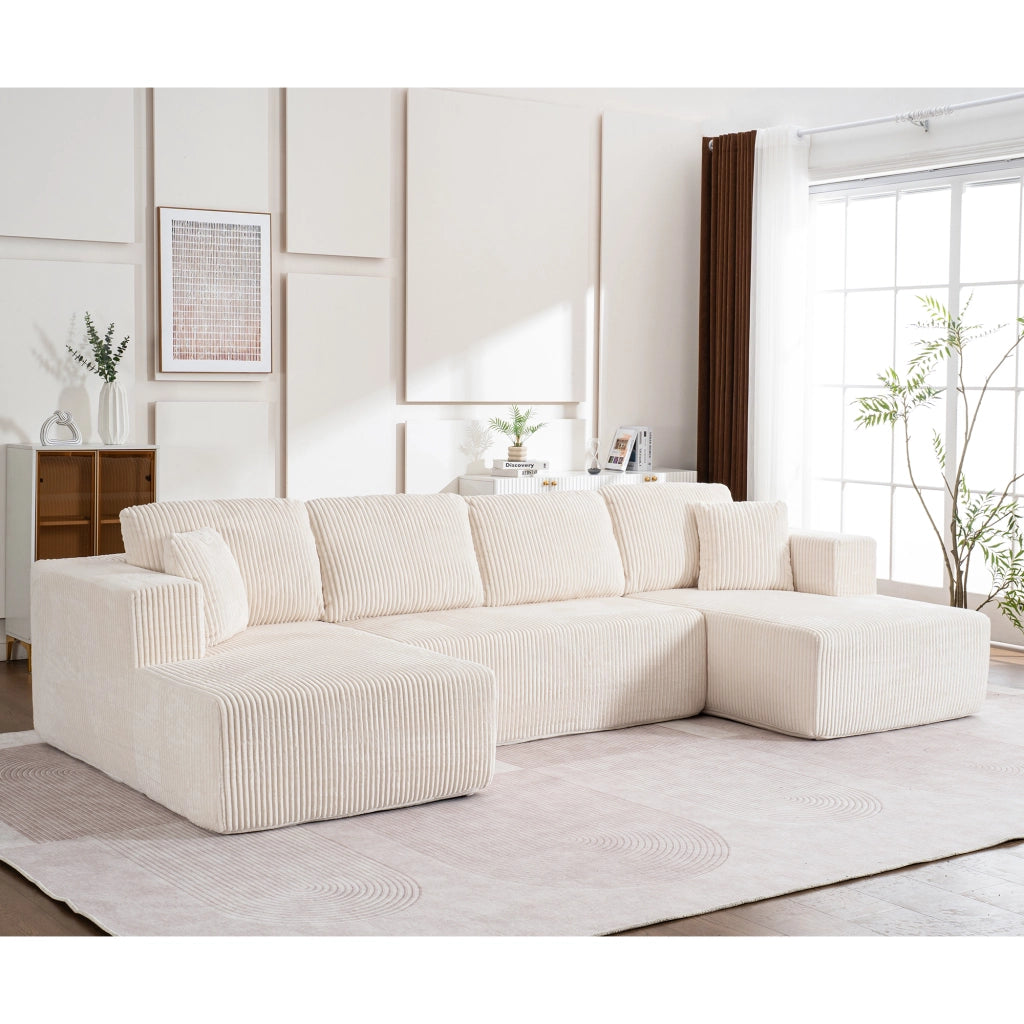 Divano Modulare U a 3 Posti ¨C Xylo ¨C Tessuto, con Chaise Longue