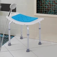 Sgabello per Doccia da Bagno in Lega di Alluminio e Plastica Antiscivolo, Altezza Regolabile 6 Livelli 39-52cm