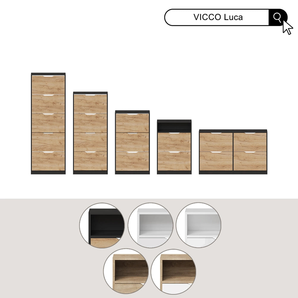 Vicco Scarpiera da ingresso Bianco/bianco lucido 116.6 x 72.5 cm con 4 scomparti