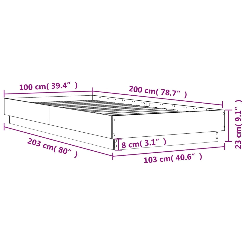 Giroletto-Struttura Letto Bianco 100x200 cm in Legno Massello 604464