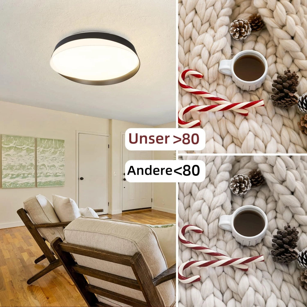 ZMH Lampada da soffitto plafoniera LED moderna nera 36W dimmerabile telecomando