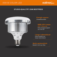 Set premium per studio fotografico incl. 2x treppiede lampada, 2x softbox LED 45 W bicolore e sfondo, potente illuminazione video per interno