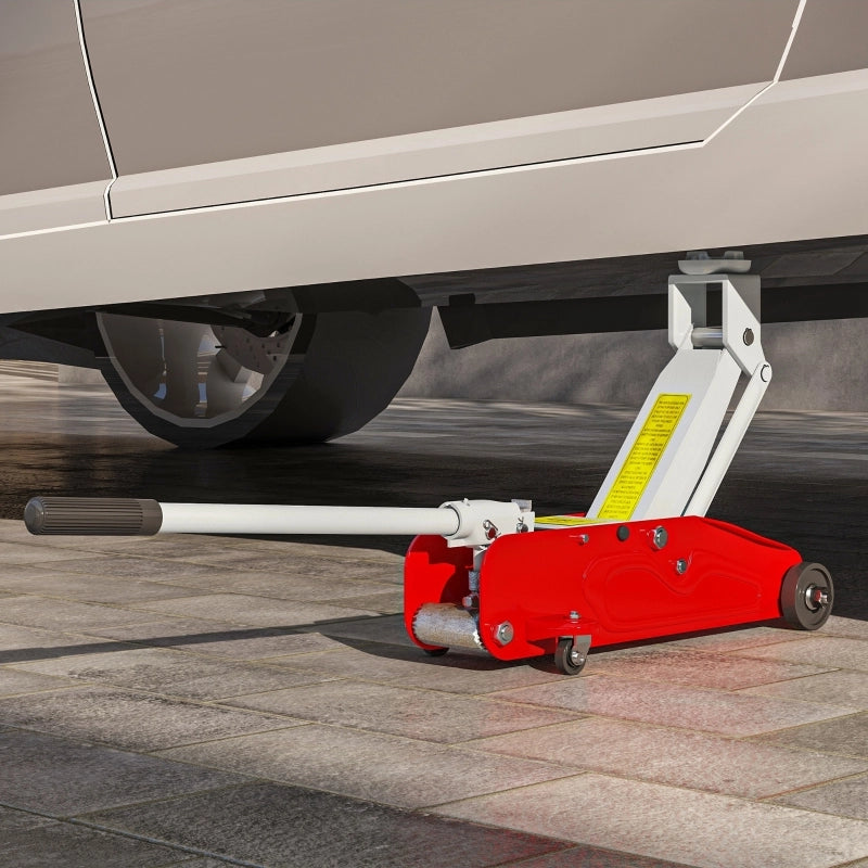 Cric idraulico compatto 2 t in acciaio con valvola di sicurezza, 12–30 cm, rosso