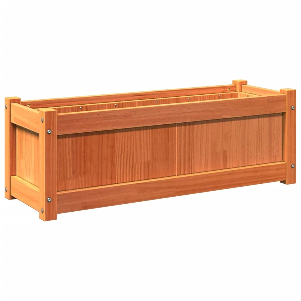 Fioriera rialzata per piante fiori terrazza giardino finitura a cera 90 x 31 x 31 cm legno di pino massiccio marrone 02_0038506