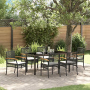 Set da Pranzo per Giardino con cuscino 7 pcs Nero Rattan 3380817