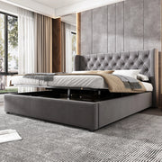 Letto matrimoniale 140x200 - Xylo - Idraulico velluto grigio