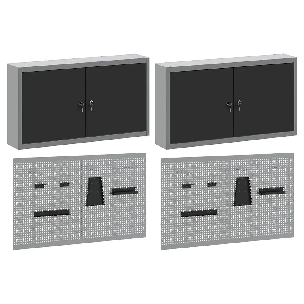 Set di armadi per attrezzi con lo scaffale 6 pcs Nero 3321402