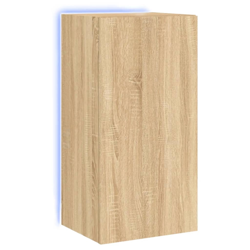 Mobile TV multimediale mensola TV credenza mobile TV sala da pranzo soggiorno parete attrezzata per camera da letto con luci LED rovere Sonoma 40,5 x 35 x 80 cm marrone 02_0028016
