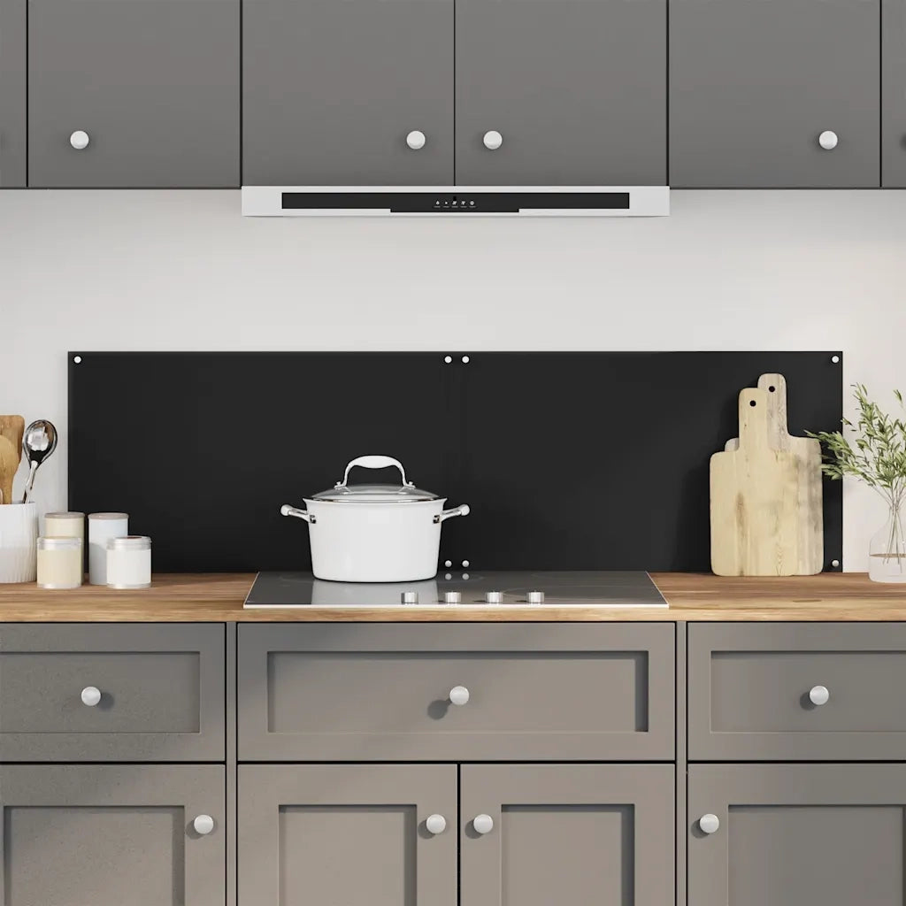 Paraschizzi per Cucina 2 pz-Set di 2 Protezione parete cucina Neri 70x50 cm in Vetro Temperato