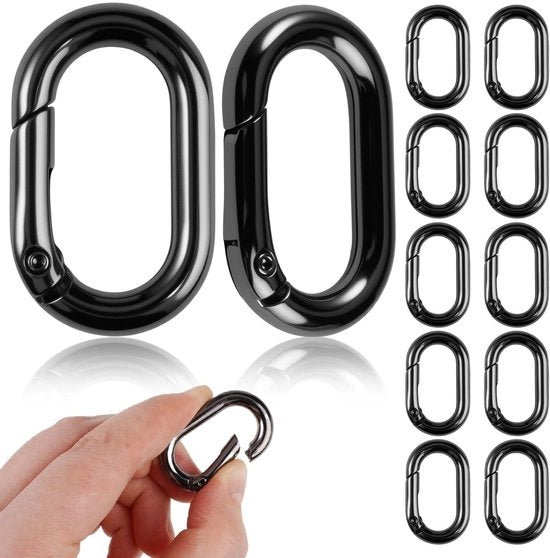 Hanger per Chiave Ovale Mini - 10 Pezzi - Hanger per Chiave Ovale Mini in Metallo Nero - Hanger per Portafoglio e Portamonete - Duraturo e Pratico - Hanger per Chiave