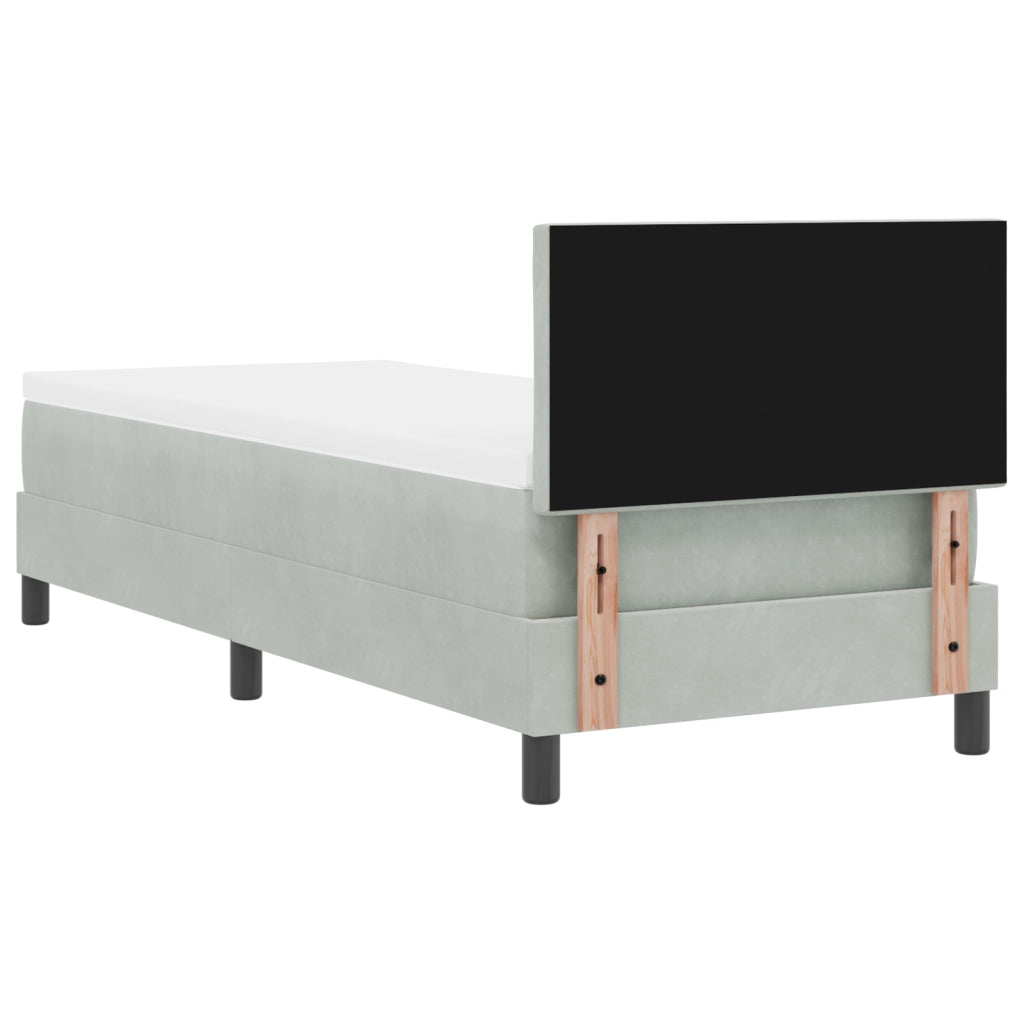 Letto Box Spring con Materasso Grigio Chiaro 80x200 cm Velluto