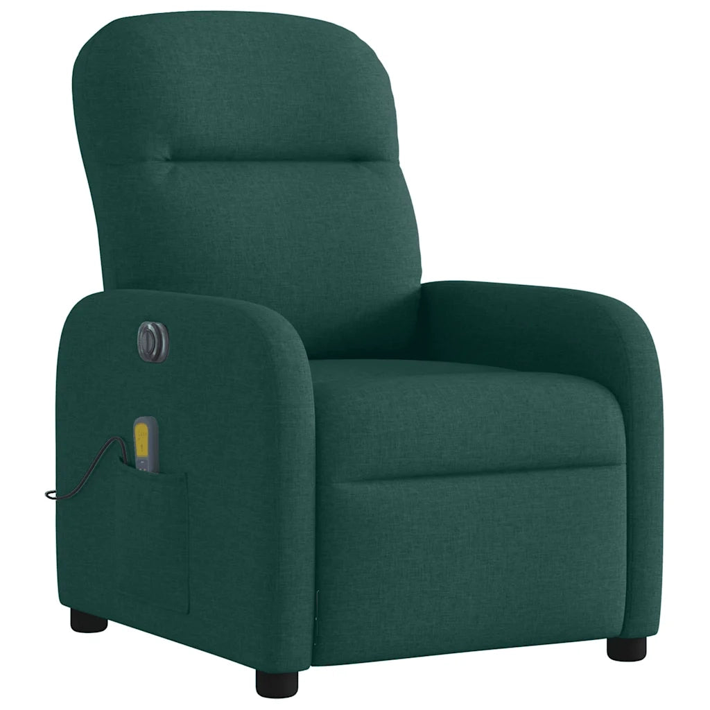 Poltrona Massaggiante Reclinabile Elettrica Verde Scuro Tessuto 3302968