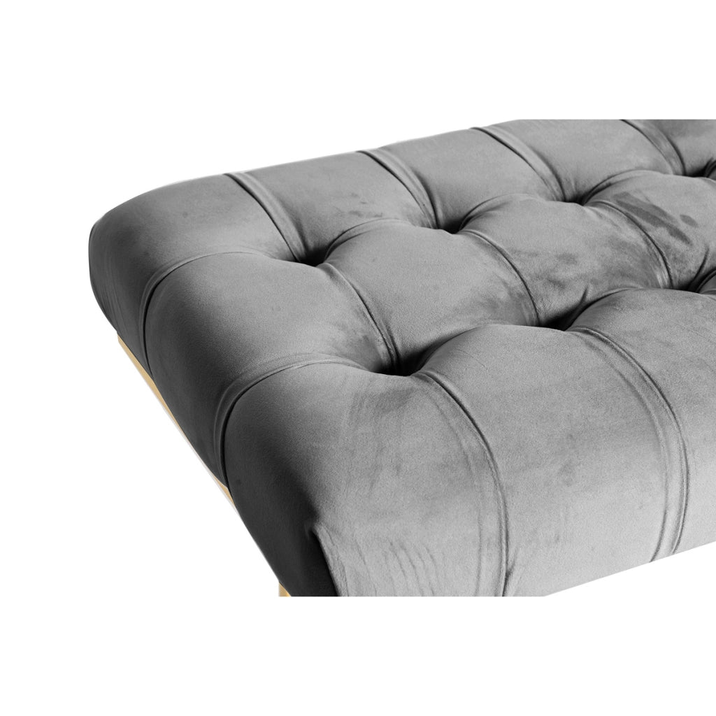 Panca Rarity in velluto grigio con base dorata