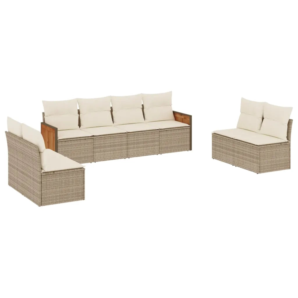 Set Divano da Giardino 8 pz con Cuscini Beige in Polyrattan 3259972