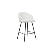 Sedia da banco 'Juni' in Bouclé Bianco, dimensioni: H87 x L52 x P51 cm.
