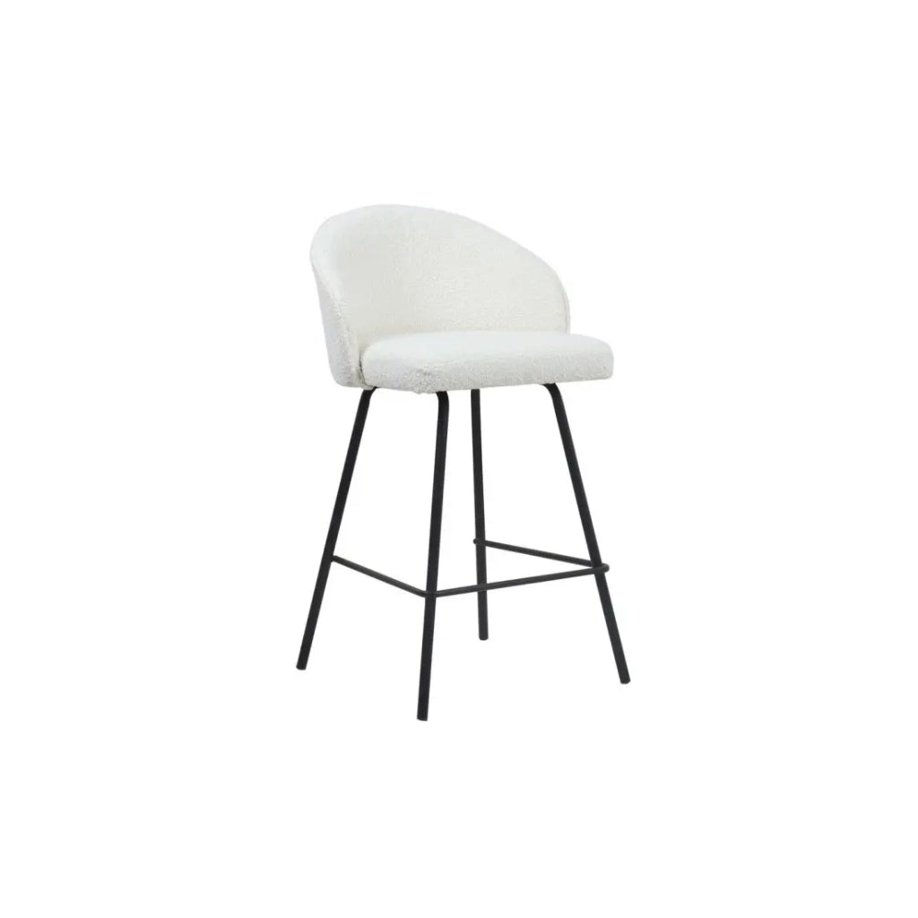 Sedia da banco 'Juni' in Bouclé Bianco, dimensioni: H87 x L52 x P51 cm.