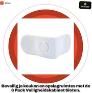 Sistema di sicurezza per armadi 6 pezzi - Chiusura di sicurezza - Chiusure di sicurezza per bambini - Chiusure di sicurezza per bambini - Chiusura di sicurezza - Installazione facile senza strumenti