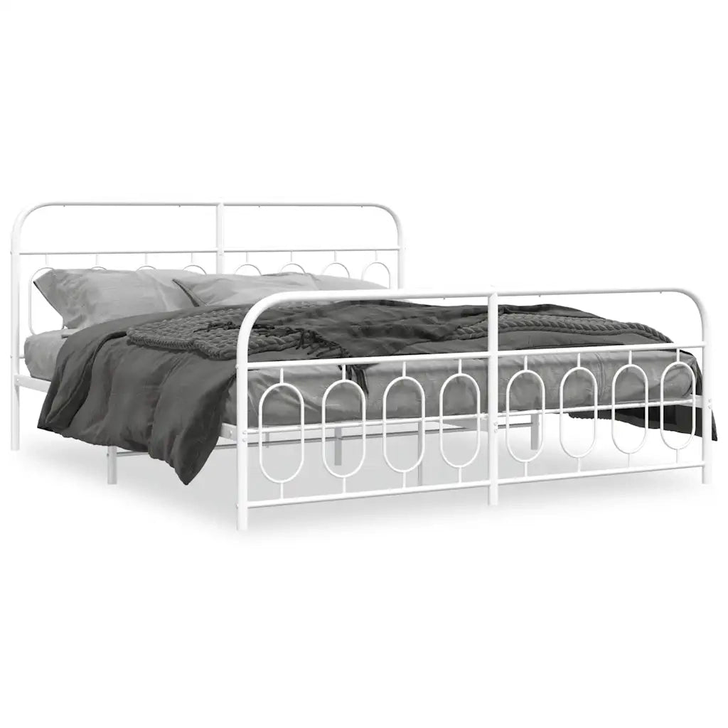Giroletto con Testiera e Pediera Metallo Bianco 183x213 cm 377189