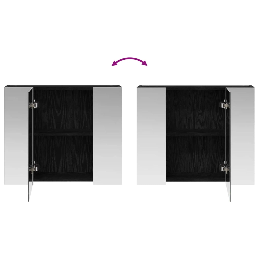 Mobiletto per specchio da bagno Rovere Nero 60 x 14,5 x 50 cm