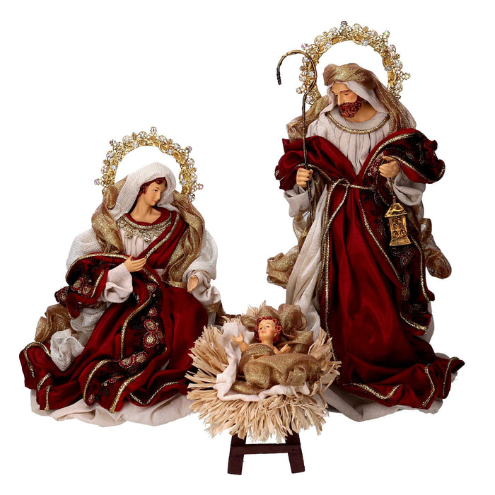 Natività tessuto bordeaux con re magi cm xh35,5