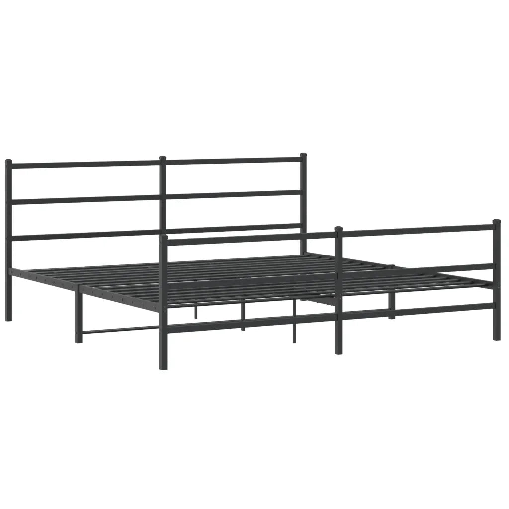 Giroletto con Testiera e Pediera Metallo Nero 183x213 cm 355388