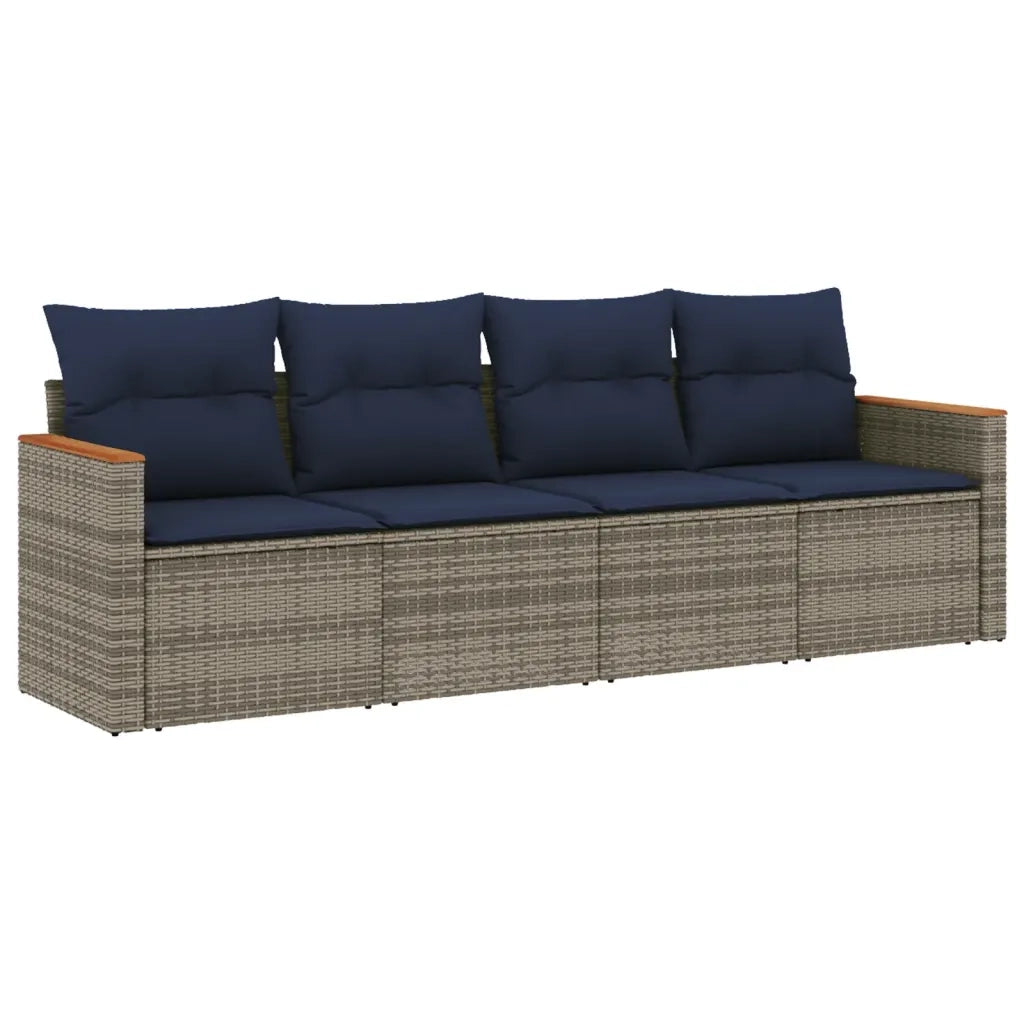 Set Divani da Giardino 4 pz con Cuscini Grigio in Polyrattan 3225774