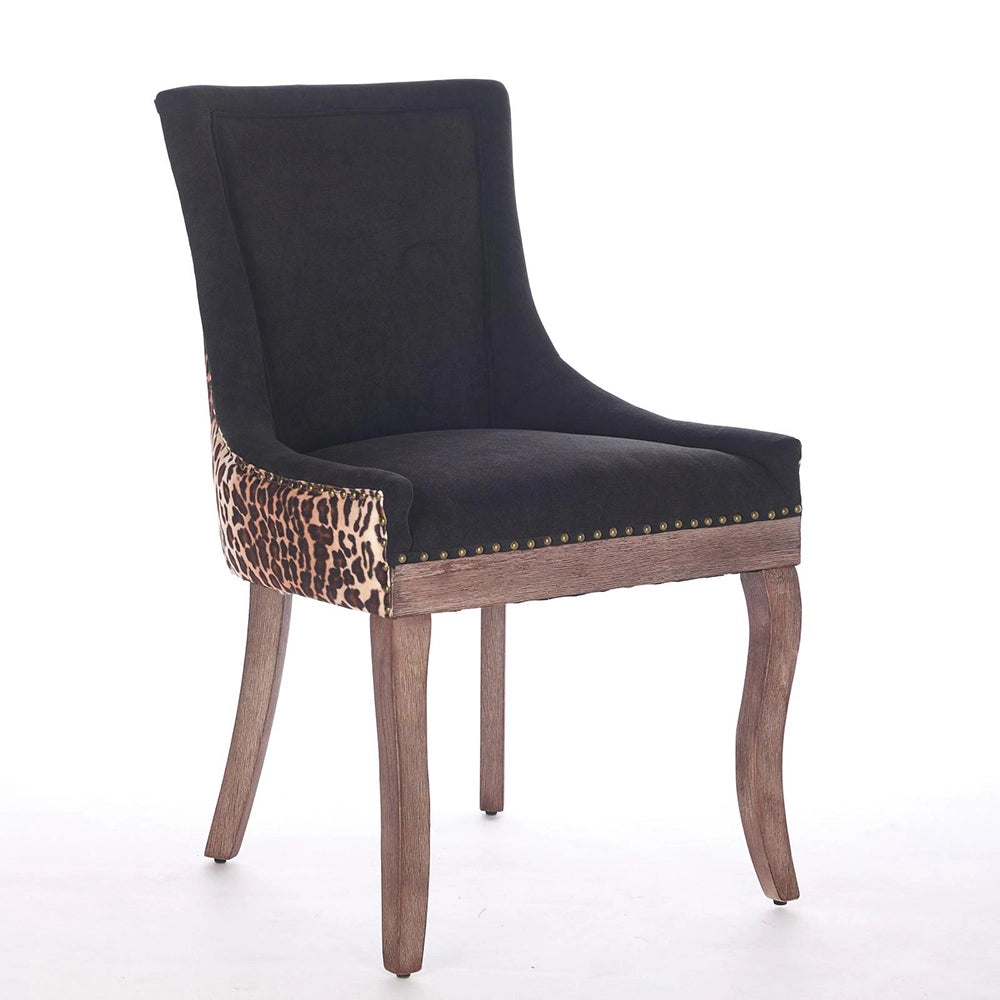 Set 2 sedie Ultra Side - Xylo - tessuto stampa leopardo gambe legno