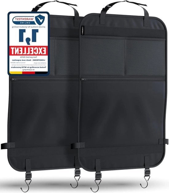 Organizzatore per bambini sedile posteriore nero impermeabile - protezione schienale sedile auto universale - protezione schienale auto - doppio set - organizzatore auto per bambini