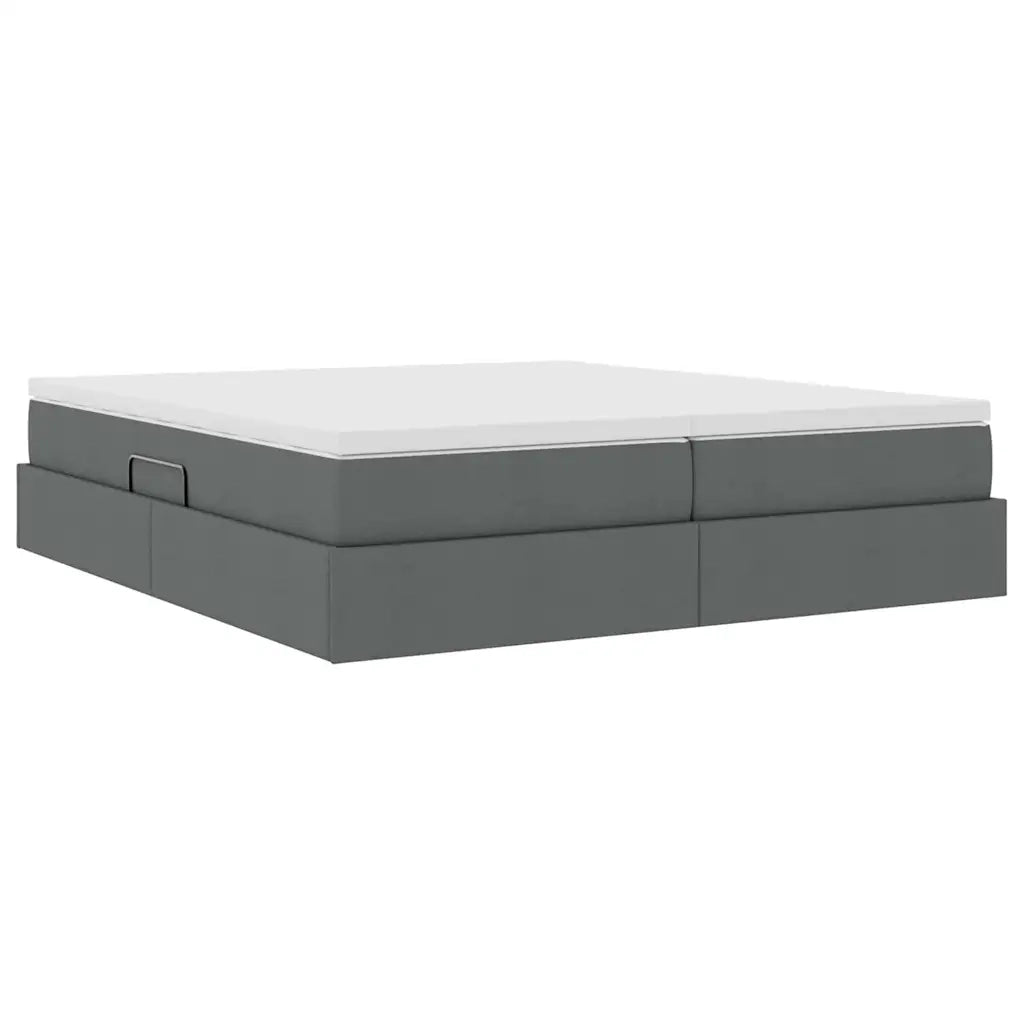 Letto con contenitore e materasso Grigio scuro 200 x 200 cm