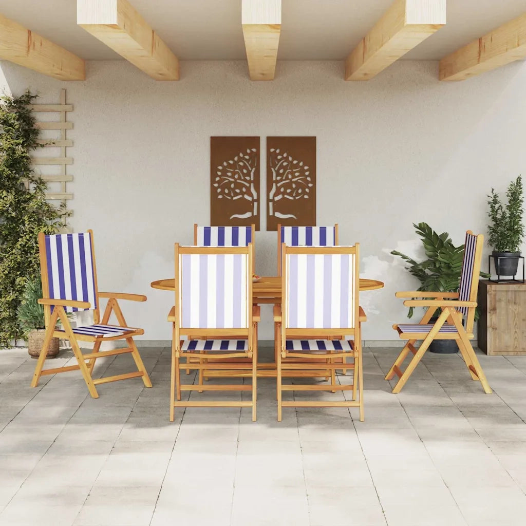 Set da Pranzo per Giardino 7 pcs Blu e Bianco
