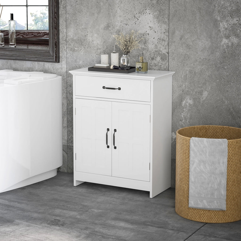 Mobile Bagno con Ante, Cassetto e Ripiano Regolabile ¨C Minimal ¨C Bianco 60x30x75