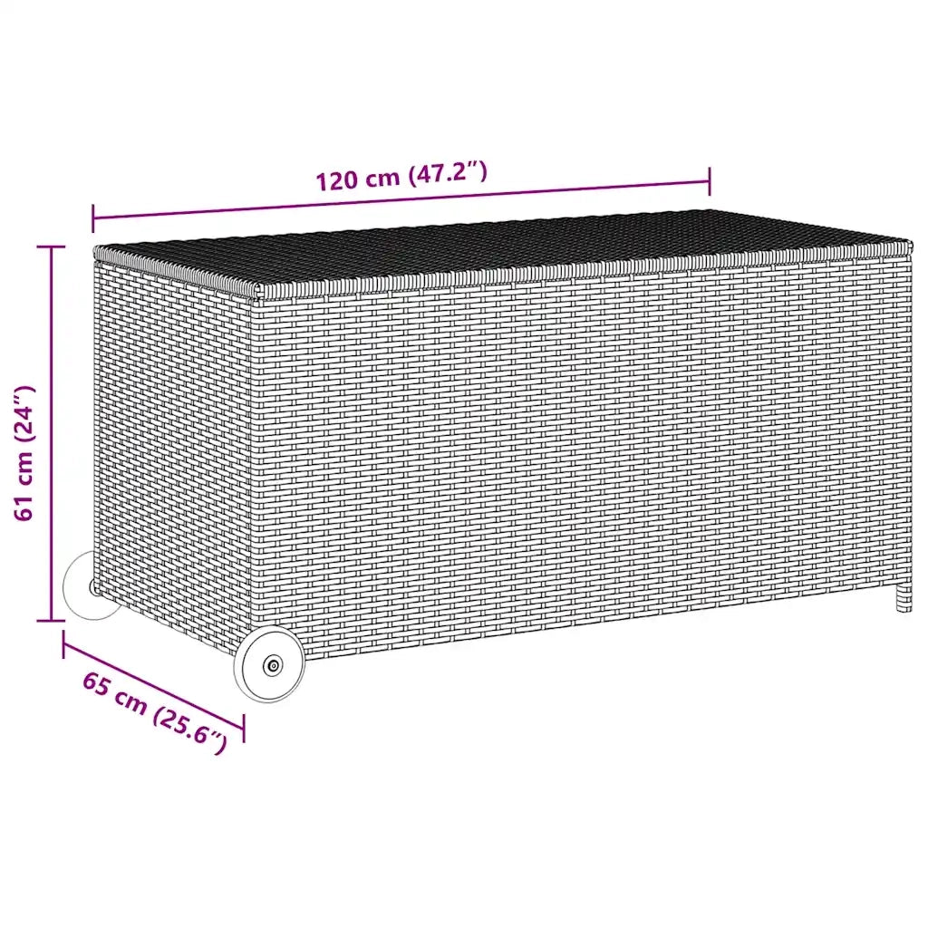 Contenitore da Giardino Nero 120x65x61 cm in Polyrattan 310089