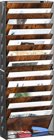 Organizzatore da ufficio a muro 12 posizioni, holder di documenti, holder di brochure, holder di flyer, holder di tempo, organizzatore da tavolo, nero antico.