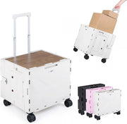 Carrello Spesa con 4 Ruote, 75 L, Carrellino Pieghevole con Manico Telescopico e Regolabile e Coperchio, Trolley Portatutto per Shopping, Campeggio, Picnic e Attrezzi