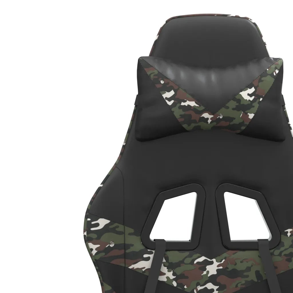 Sedia da Gaming | Sedia da e-sports Girevole Nero e Mimetico in Similpelle