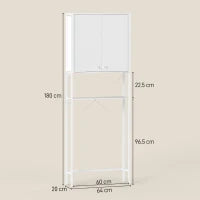 Mobile Bagno Sopra WC e Lavatrice con Armadietto e Ripiano Aperto, 64x20x180 cm, Bianco