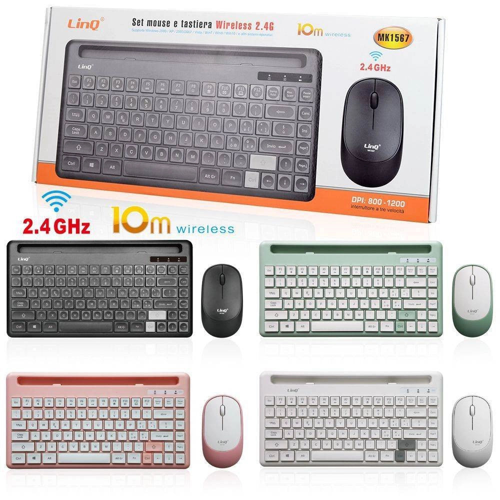 Trade Shop - Kit Tastiera Mouse Wireless 2.4ghz 10 Metri Senza Fili 800-1200dpi Windows Mk1567 -