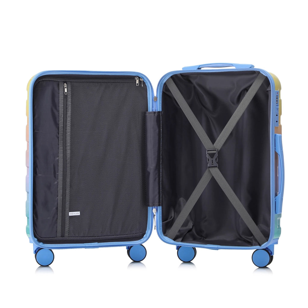 Set 2 valigie rigide spinner con lucchetto a combinazione e beauty case 14", giallo