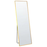 Specchio da appoggio cornice rettangolare in alluminio oro 170 x 57 cm con supporto design moderno incorniciato a figura intera