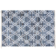 Tappeto Iuta Blu 140 x 200 cm Traliccio Quadrifoglio Intrecciato a Mano Orientale Marocchino Trifoglio