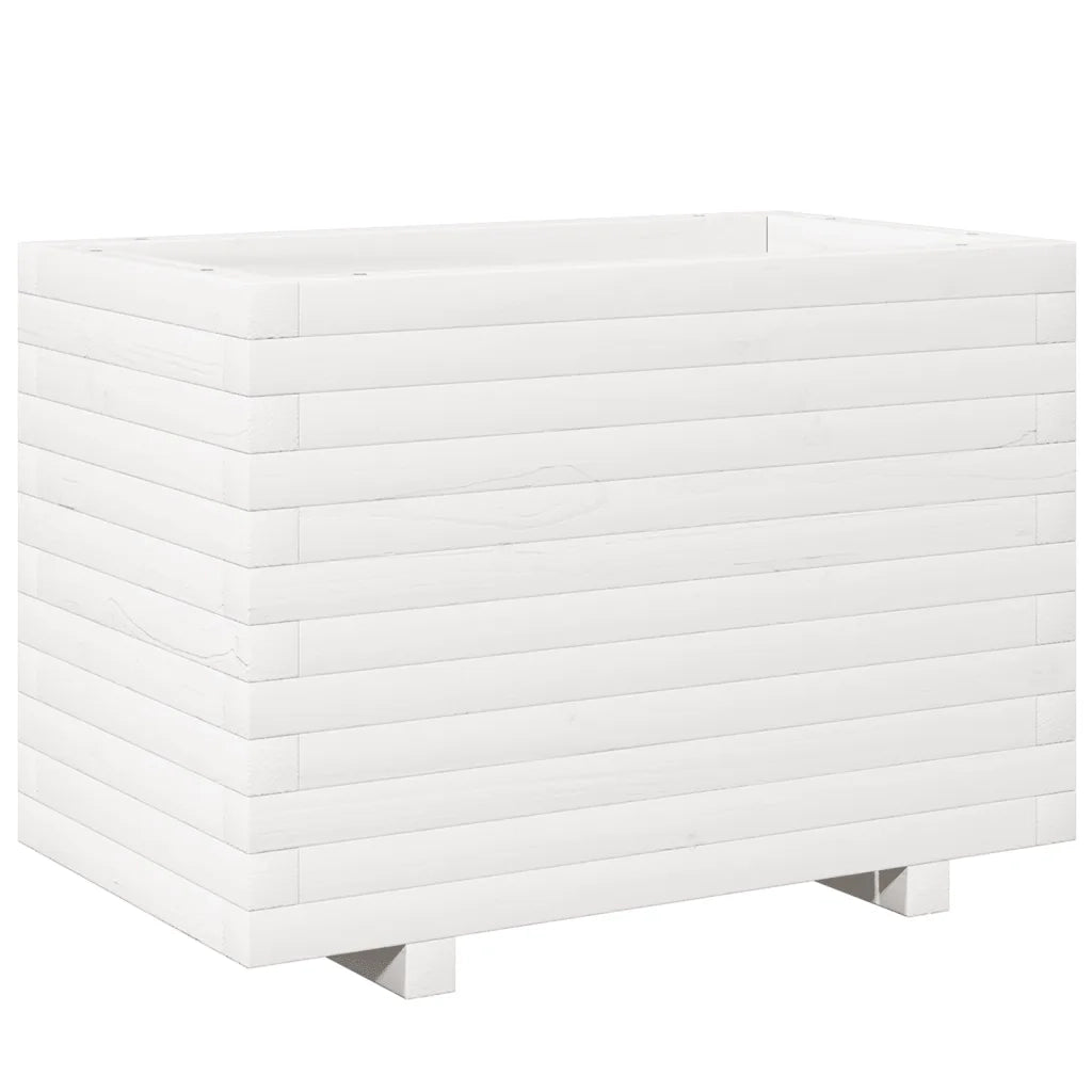 Fioriera da Giardino-Vaso da Esterno Bianca 70x40x49,5cm Legno Massello di Pino 786538
