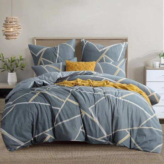 Set di lenzuola a tre pezzi, 200 x 200 cm, cotone, set a tre pezzi di coprileto 200 x 200 cm, cotone, set a tre pezzi di lenzuola cotone, 3 pezzi, disegno a treccia con chiusura a lampo, morbido e lavabile in lavatrice