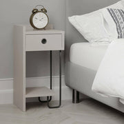 Cedro, Comodino un Cassetto, 32x30x61h cm Grigio Tortora