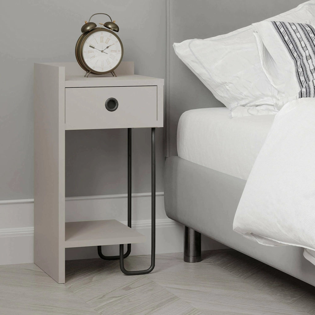Cedro, Comodino un Cassetto, 32x30x61h cm Grigio Tortora