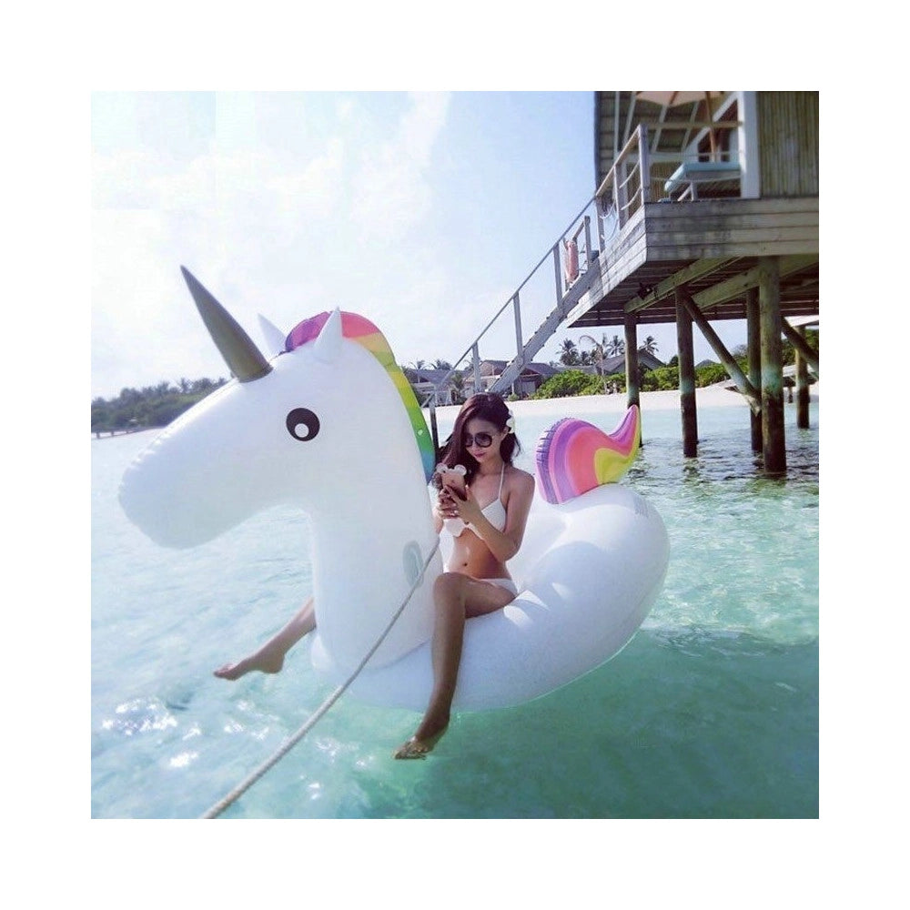 Trade Shop - Unicorno Gonfiabile Gigante Isola Materassino Mare Piscina Maxi 224x164 Cm -