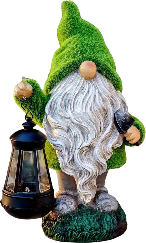 Tuinkabouter divertente, decorazione per giardino per esterno, 33 cm, resistente alle intemperie, figura con torcia solare a LED, nano, figure di giardino in resina, decorazione per giardino, illuminazione per giardino per esterno