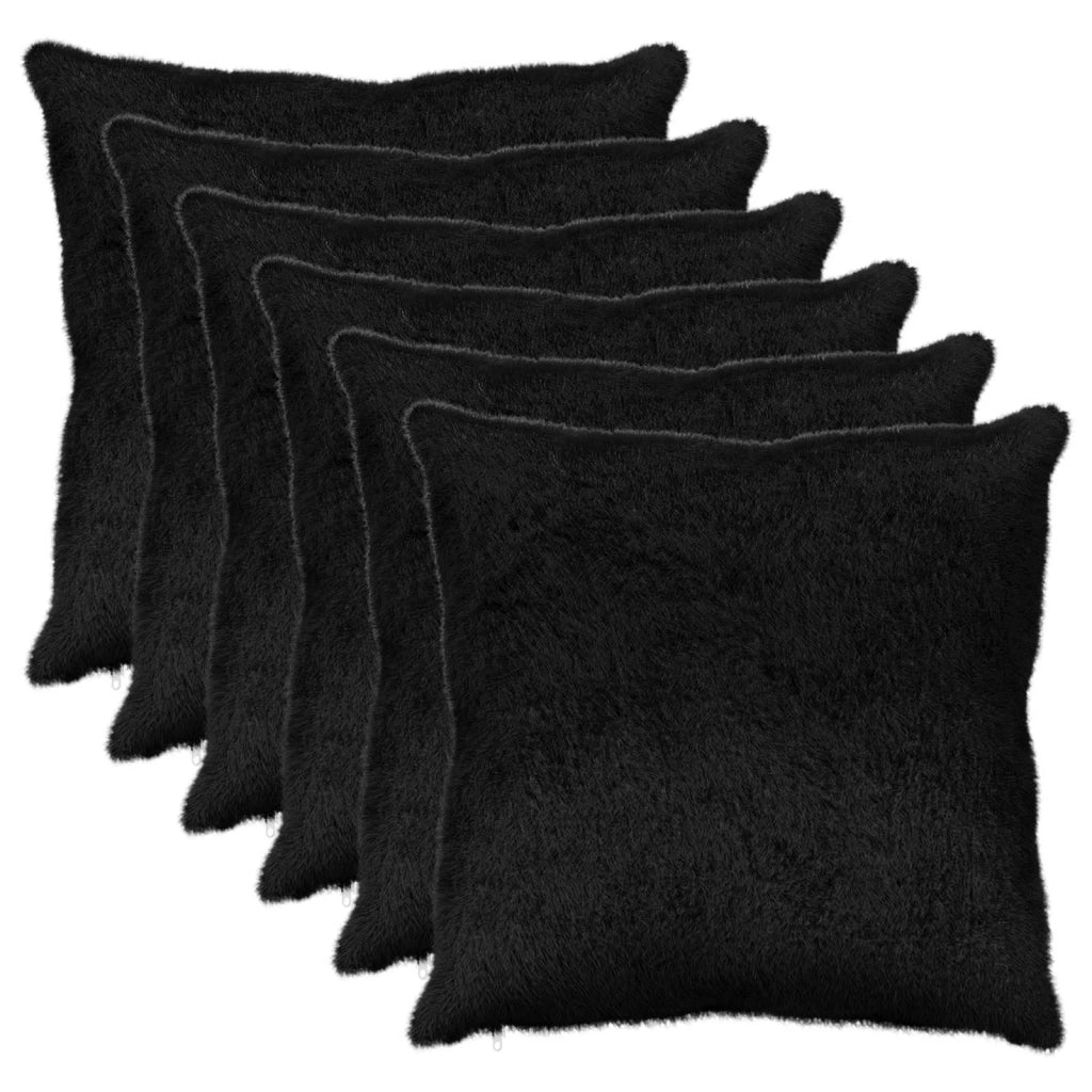 Federa 6 pz HEERLEN Nero 80 x 80 cm Pelliccia di Coniglio Finta 913798