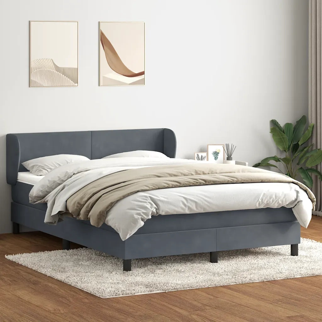Giroletto a Molle con Materasso Grigio Scuro 160x210 cm Velluto 3317362