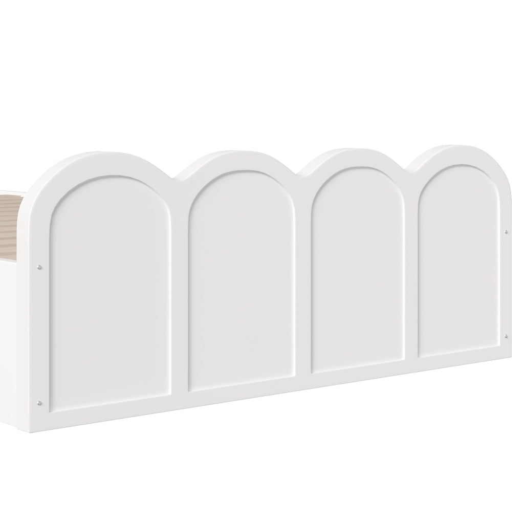 OKWISH Letto Contenitore 90×200 cm, Letto Singolo con USB e Tipo C, LED Regolabile e Contenitori, senza Materasso, Bianco